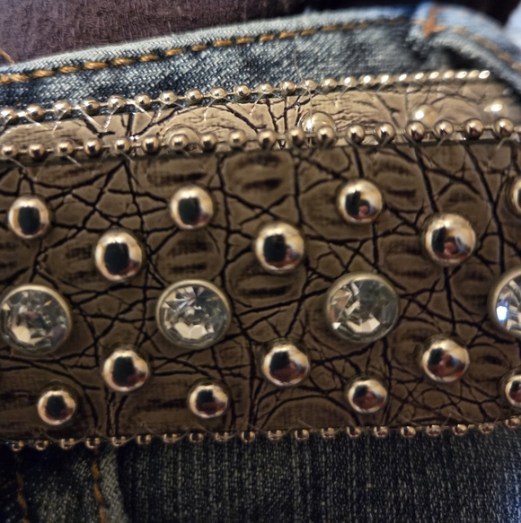 Guess Gray Rhinestone Embellished Belt - Picture 7 of 14